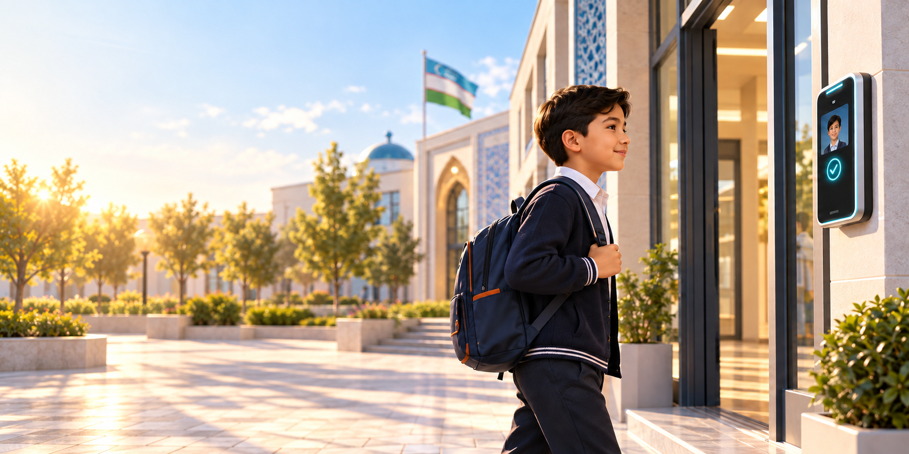 O‘quvchi Face ID orqali maktabga kirayotgani va ota-onaga xabar yetib borgani